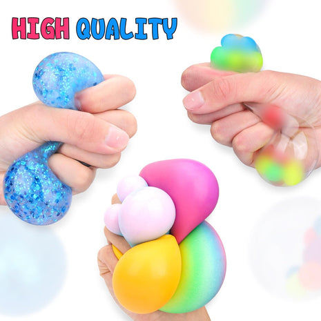 4 Pack Stress Balls, Squishy Balls, Squishy Fidget Stress Relief | Squeeze Ball for Adults Stress Relieve, Prize Box for Friends, Party Favors