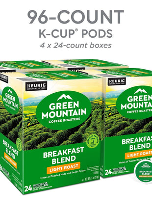 Green Mountain Coffee Roasters Breakfast Blend Single-Serve Keurig K-Cup Pods, Light Roast Coffee, 96 Count