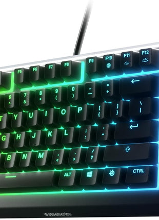 SteelSeries Apex 3 TKL RGB Gaming Keyboard – Tenkeyless Compact Form Factor - 8-Zone RGB Illumination – IP32 Water & Dust Resistant – Whisper Quiet Gaming Switch – Gaming Grade Anti-Ghosting,Black