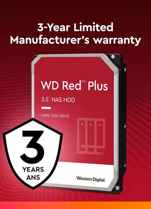 Western Digital 3TB WD Red Plus NAS Internal Hard Drive HDD - 5400 RPM, SATA 6 Gb/s, CMR, 256 MB Cache, 3.5" -WD30EFPX