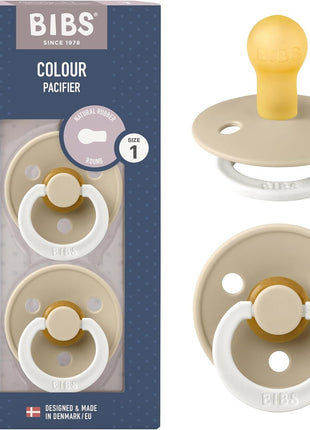BIBS Pacifiers Colour Collection | Natural Rubber Baby Pacifier | Set of 2 BPA-Free Soothers | Made in Denmark | 0+ Months (Pack of 2) | Dusty Blue/Steel Blue