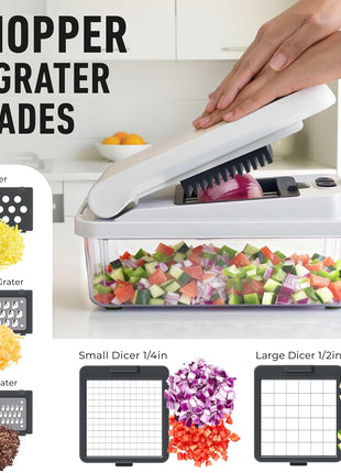 Mueller The Real Original Pro Vegetable Chopper & Mandoline Slicer, 10-in-1 | since 2013, 8 Blade Food Veggie Chopper, Onion Vegetable Cutter with Container, Kitchen Gadgets & Essentials