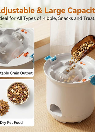 Automatic Dog Treat Dispenser, Button-Activated Interactive Dog Toy | Dog Puzzle Feeder for Mental Stimulation, Positive Reinforcement Training & Slow Feeding, USB Rechargeable