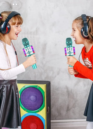 Amazmic Kids Karaoke Microphone Machine Toys for Girls Bluetooth Microphone with LED Light, Christmas Birthday Gift for Girls Boys 3-12+ Years Old (Blue)
