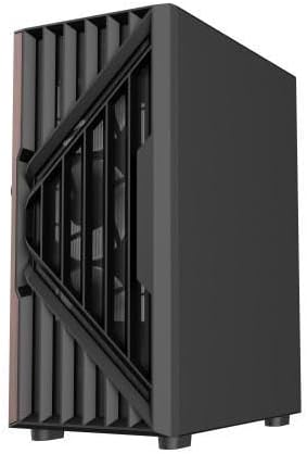 DIYPC DIY-G18-WD Black USB3.0 /Type C ATX Mid Tower Gaming Computer Case w/Tempered Glass Side Panel and Walnut Wood Front Panel
