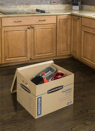 Bankers Box Medium Classic Moving Box 20 Pack, Reinforced Handles, Tape-Free Assembly, Box with Lid, 19-in x 14.5-in x 15.5-in (8817202)