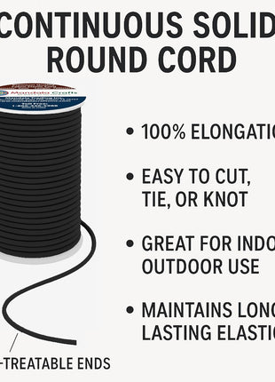 Mandala Crafts 2mm Black Elastic Cord for Jewelry Making – 76 Yds Stretchy Cord Round Elastic Strings for Sewing