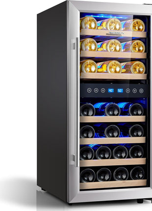 Beverage Refrigerator 175 Cans Under Counter Beer Cooler 24 inch Quiet Built-in or Freestanding Beverage Fridge Glass Door Auto Defrost 5 Removable Shelves for Home Bar Office