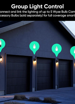 WYZE Bulb Cam - 2K HD Smart Light Bulb Security Camera with Color Night Vision, 800-Lumen Dimmable LED, 160° Wide View, Motion Detection & Siren, E26 Socket, Alexa/Google/IFTTT