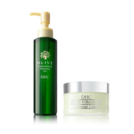 DHC Olive Essentials Set, including Concentrated Cleansing Oil, 5 fl. oz. and Olive Virgin Oil Essential Cream, 1.7 oz. Net wt.
