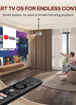 3-in-1 Outdoor Projector 4K Supported, AURZEN BOOM 3 Smart Projector with WiFi and Bluetooth, 3D DoIby Audio & 36W Speakers, Auto Focus & Keystone, Built in NetfIix App 500 ANSI Home proyector, Gold