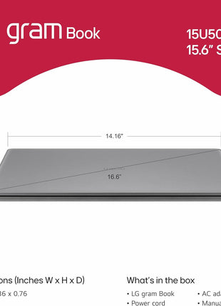 LG gram Book 15-inch Lightweight Laptop Computer, Intel Core i5-1334U Processor, Windows 11 Home, 8GB RAM, 512GB SSD - Titan Silver