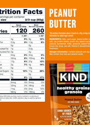 KIND Healthy Grains Granola, Peanut Butter Clusters, Healthy Snacks, Gluten Free, 100% Whole Grains, 10g Protein, 11oz, 3 Count