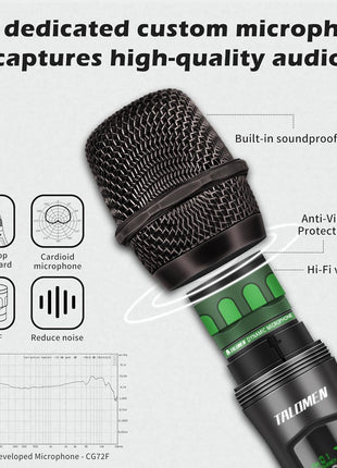 talomen Wireless Microphone,Professional Dual Handheld Cordless Dynamic Mic System with Rechargeable Receiver(160 Ft),Karaoke Microphone Set for Singing,Karaoke,Wedding,DJ,Party,Speech,Church,K60-2