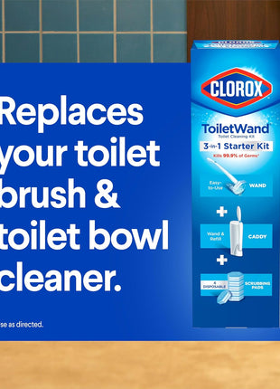 CLOROx Original Toilet Cleaning System, ToiletWand, Storage Caddy, 6 Refill Heads, Dorm Room Essentials