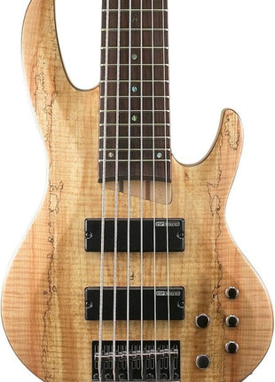 ESP Guitars 5 String ESP LTD B 206SMNS Spalted Maple 6 Bass Guitar, Natural Satin, (LB206SMNS)