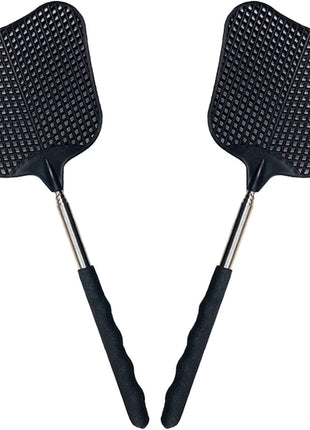 Foxany Telescopic Fly Swatters, Durable Plastic Fly Swatter Heavy Duty Set, Flyswatter with Stainless Steel Handle for Indoor/Outdoor/Classroom (2 Pack)