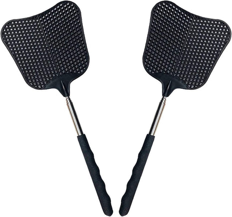 Foxany Telescopic Fly Swatters, Durable Plastic Fly Swatter Heavy Duty Set, Flyswatter with Stainless Steel Handle for Indoor/Outdoor/Classroom (2 Pack)