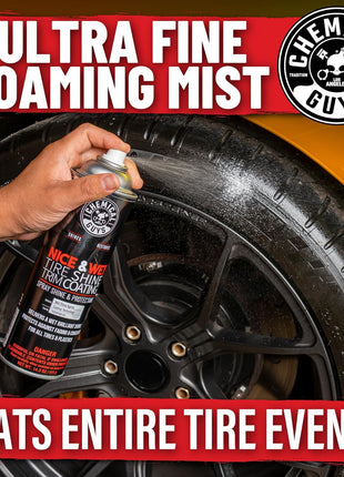 Chemical Guys TVDSPRAY101 Nice & Wet Tire Shine Trim Coating for Rubber, Plastic and Vinyl, Safe for Cars, Trucks, SUVs, Motorcycles, RVs & More, 14.5 fl oz