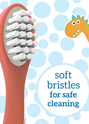 Dr. Brown's Baby and Toddler Toothbrush, Green and Orange Dinosaur 2-Pack, 1-4 Years