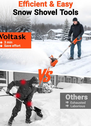 VOLTASK Cordless Snow Shovel, 24V | 13-Inch | 4-Ah Cordless Snow Blower, Battery Snow Blower with Directional Plate & Adjustable Front Handle (4-Ah Battery & Quick Charger Included)