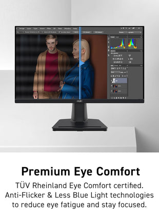 msi PRO MP225V, 22-inch, 1920 x 1080 (FHD) Computer Monitor, 100Hz, Adaptive-Synch, HDMI, Video Port, Low Blue Light, Eye-Q Check, VESA Mountable, Tilt, 1ms, Black