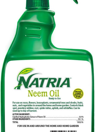 Natria Neem Oil Spray for Plants Pest Organic Disease Control, 24-Ounce, Ready-to-Use, 1.5 Pounds