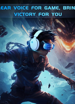 2.4GHz Wireless Gaming Headset for PS5, PS4 Fortnite & Call of Duty/FPS Gamers, PC, Nintendo Switch, Bluetooth 5.3 Gaming Headphones with Noise Canceling Mic, Stereo Sound, 40+Hr Battery -White