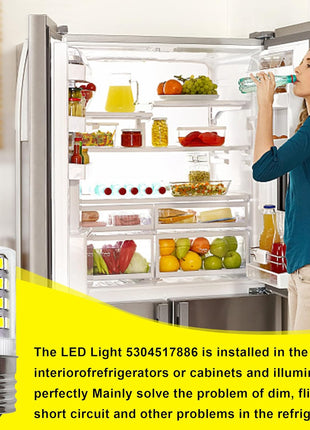 5304517886 KEI D28a KEL2811 LED Bulb E17 3.8W 100V-265V | Compatible with Frigidaire Kenmore Electrolux Crosley Freezer Lamp Replace 5304498578 7297114000 7241552801 5304495326 (2Pcs)
