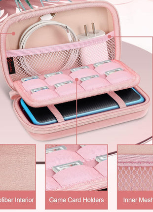 Fintie Carrying Case for Nintendo New 2DS XL LL/New 3DS / 2DS / 3DS XL LL, Protective Hard Shell Portable Travel Cover Pouch with Game Card Slots & Inner Pocket, Rose Gold
