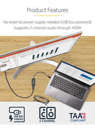 StarTech USB 3.0 to HDMI Adapter, USB-A to HDMI Display Converter, 1080P 60Hz Full HD Video Graphics Adapter, Driver Required, USB Monitor Extender for Windows PC (USB32HDES)