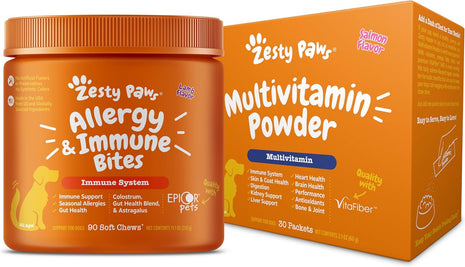 Zesty Paws Allergy & Immune Bites + 10-in-1 Dog Multivitamin Powder