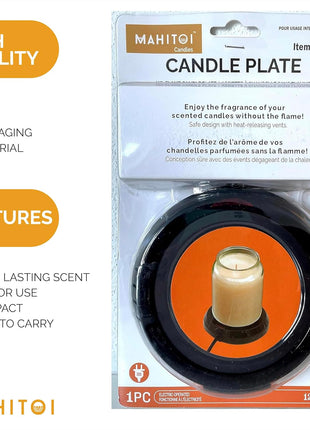 Durable Heavy Portable Large Warmer Safe Plate for Candle Jar & Mug Warmer, Space Black Pack