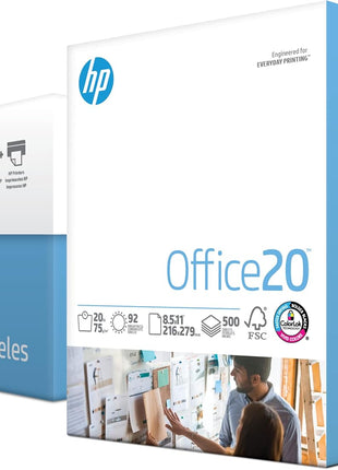 HP Printer Paper | 8.5 x 11 Paper | Office 20 lb | 3 Ream Case - 1500 Sheets | 92 Bright | Made in USA - FSC Certified | 112090C, White