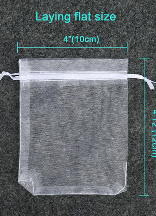 Hopttreely 100PCS Premium Sheer Organza Bags, White Wedding Favor Bags, 4x4.72 Jewelry Gift Bags for Party, Jewelry, Christmas, Festival, Bathroom Soaps, Makeup Organza, Wrapping Supplie