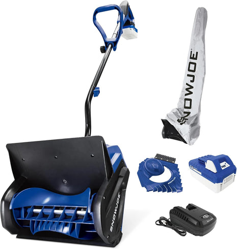 Snow Joe 24V Cordless Electric Snow Shovel Kit, 400W Motor, 13 inch Clearing Path - 20 Feet Throwing Distance, Includes Cover & Ice Scraper for Driveway, Sidewalk, Walkway, Deck & Patio, 24V-SS13-TV1