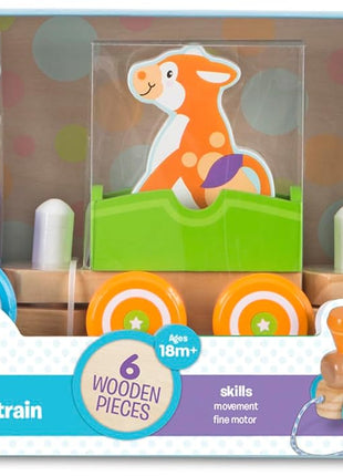 Melissa & Doug First Play Wooden Rocking Farm Animals Pull Train
