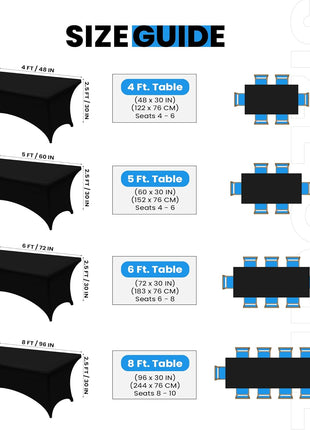 Utopia Kitchen Spandex Table Cloth 2 Pack [6FT, 72Lx30Wx30H Inch, Black] | Tight, Fitted, Washable and Wrinkle Resistant Stretch Rectangular Patio Table Cover for Event, Wedding, Banquet & Parties