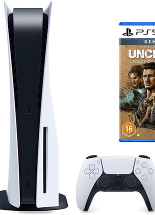 Playstation 5 Disc Console Bundle with Extra Pulse 3D Wireless Headset, Extra Purple Dualsense Wireless Controller and PS5 Uncharted Legacy of Thieves Collection