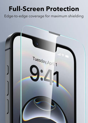 ESR 3 Pack for iPhone 16e/ iPhone 14/ iPhone 13/13 Pro Screen Protector, Military Grade Shatterproof, 9H Hardness, Tempered Glass with UltraFit Tray
