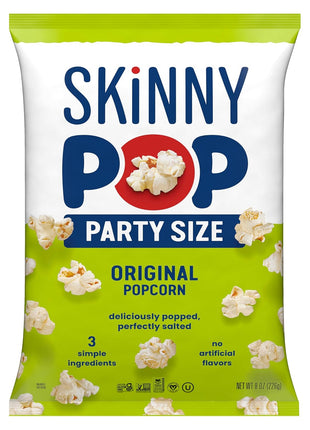 SkinnyPop Popcorn Bag, Original, Party Size Bag, Gluten Free Snacks, 8 oz