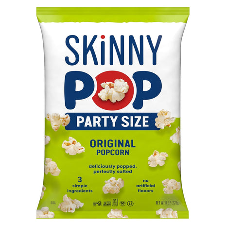 SkinnyPop Popcorn Bag, Original, Party Size Bag, Gluten Free Snacks, 8 oz