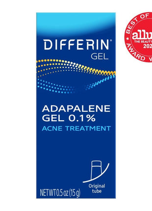 Differin Acne Treatment Gel, 30 Day Supply, Retinoid Treatment for Face with 0.1% Adapalene, Gentle Skin Care for Acne Prone Sensitive Skin, 15g Tube (Packaging May Vary)