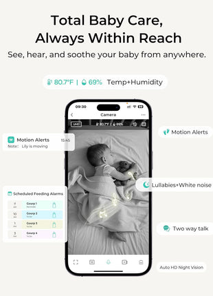 Dr.Care VistaView Lite RB Smart WiFi Baby Monitor - 4inch 720P Split Screen & 1080P Camera App Control, Motion Alerts, 2500mAh Removable Battery, HD Night Vision, 2-Way Talk, Multi-User, Triple Security