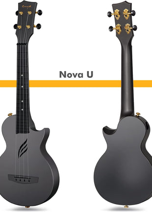 Enya Nova U Concert Ukulele 23" Carbon Fiber – Waterproof Travel Ukulele for Beginners & Adult, Lightweight Durable Body with Beginner Kit (Case, Strap, Capo, Strings)