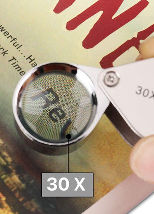 KINGMAS Pocket Jewelry Loupe 30x 21mm Jewelers Loop Eye Magnifying Glass Foldable Magnifier