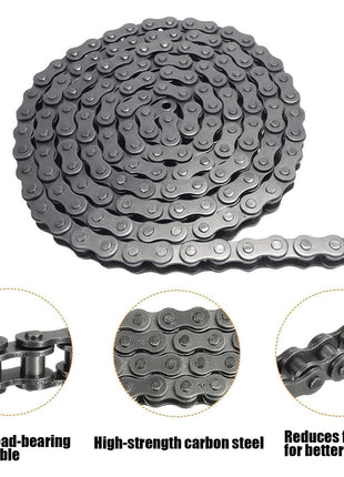 AZSSMUK #35 Roller Chain - 5 Feet Carbon Steel Material with 2 Connecting Links Industrial Chain - 160 Links