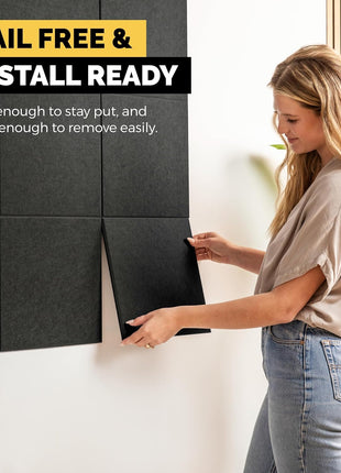 WALLHERO Large Cork Board for Wall 59 inch x 36 inch, Black Bulletin Board | 15 Pack Felt Wall Tiles | Cork Boards for Office Pin Board Tack Board Cork Boards