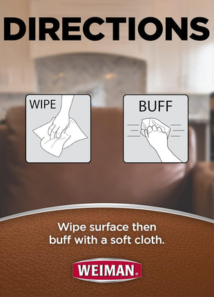 Weiman Leather Cleaner Wipes - Clean Condition UV Protection Help Prevent Cracking or Fading of Furniture, Car Interior, Couch, and Shoes, 2 Pack with Microfiber Cloth