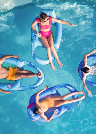 SwimWays Spring Float Premium Papasan Pool Lounger with Breathable Mesh Seat, Inflatable Pool Floats for Adults with Fast Inflation, for Ages 15 & Up